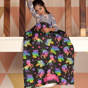 Couverture Polaire Parties scintillant Unicorn Motif arc-en-ciel avec