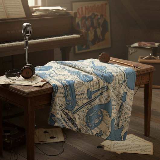 Couverture Polaire Partition Musique et instruments Blue/Ivory ID481