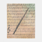 Couverture Polaire Partition vintage avec flute (Devant)