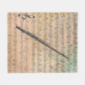 Couverture Polaire Partition vintage avec flute (Devant (Horizontal))