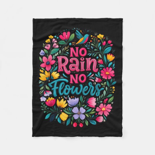 Couverture Polaire Pas de pluie, pas de fleurs Citation de motivation (Devant)