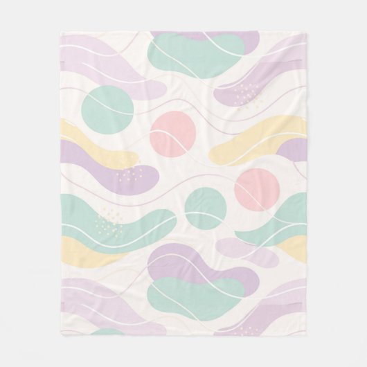 Couverture Polaire Pastel Abstract Seamless Pattern Waves and Circles (Devant)