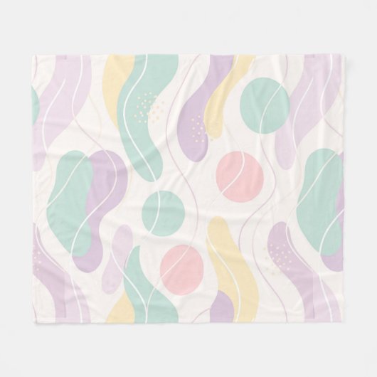 Couverture Polaire Pastel Abstract Seamless Pattern Waves and Circles (Devant (Horizontal))