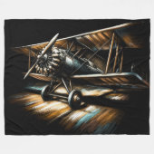 Couverture Polaire Pastel Antique Biplane Avion (Devant (Horizontal))