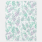 Couverture Polaire Pastel aquarelle branches pourpre et vert (Devant)