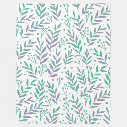 Couverture Polaire Pastel aquarelle branches pourpre et vert (Devant)