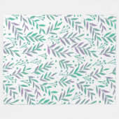 Couverture Polaire Pastel aquarelle branches pourpre et vert (Devant (Horizontal))
