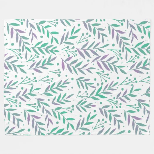 Couverture Polaire Pastel aquarelle branches pourpre et vert (Devant (Horizontal))