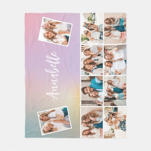 Couverture Polaire Pastel arc-en-ciel monographie simple multi photo (Devant)