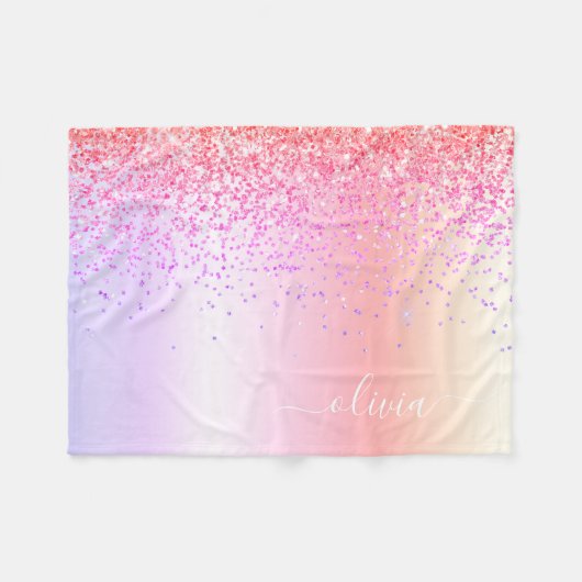 Couverture Polaire Pastel Arc-en-ciel rose or violet Parties scintill (Devant (Horizontal))