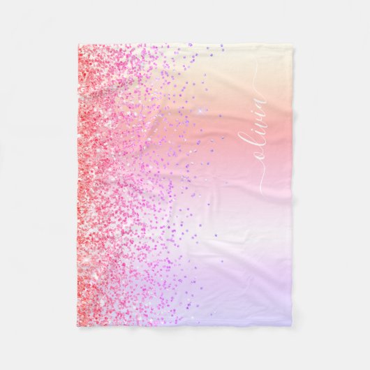 Couverture Polaire Pastel Arc-en-ciel rose or violet Parties scintill (Devant)