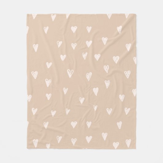 Couverture Polaire Pastel Beige Doodles Cute Heart Motif (Devant)