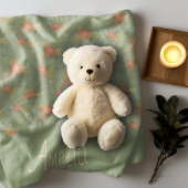 Couverture Polaire Pastel beige vert menthe fleuri rayure motif