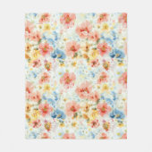 Couverture Polaire Pastel Botanical Throw – Watercolor Floral Cozy (Devant)