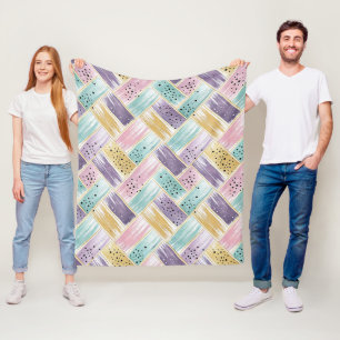Couverture Polaire Pastel Brushstroke & Gold Crisscross Abstrait