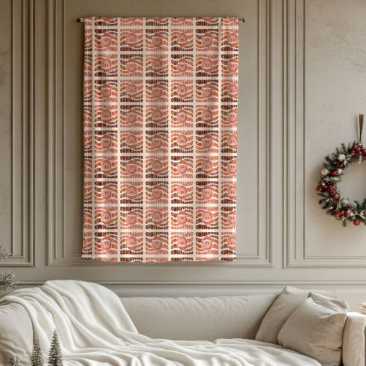 Couverture Polaire Pastel Christmas Groovy Retro Smile Emoticon Gift