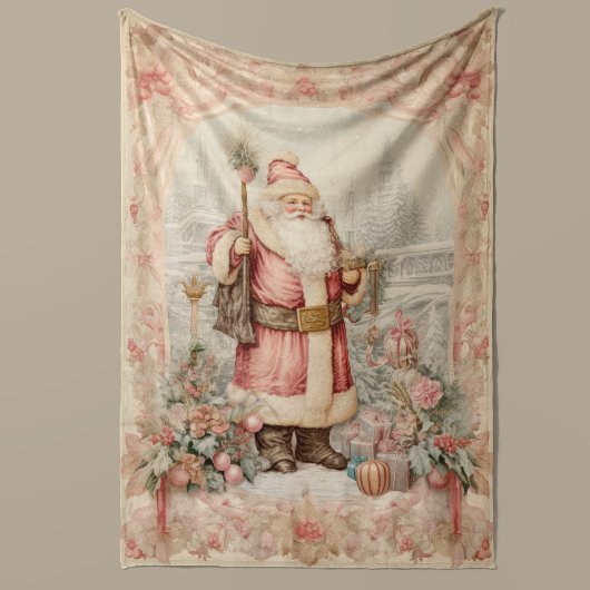 Couverture Polaire Pastel Christmas Retro Santa Claus Home Decor