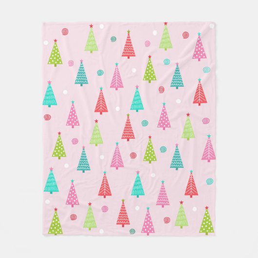 Couverture Polaire Pastel Christmas Trees Fleece Blanket (Devant)