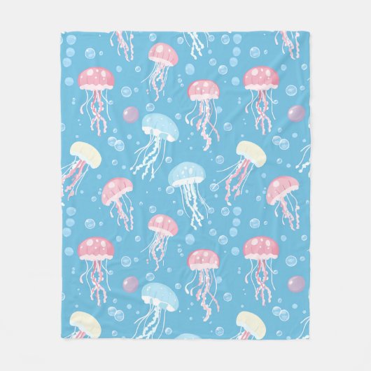 Couverture Polaire Pastel colors jellyfish pattern (Devant)