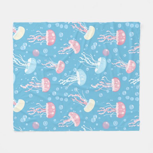 Couverture Polaire Pastel colors jellyfish pattern (Devant (Horizontal))