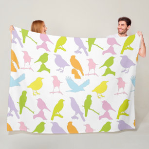 Couverture Polaire Pastel Coloured Variété d'oiseaux Motif