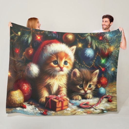 Couverture Polaire Pastel Dessin Kittens Noël (En situation)
