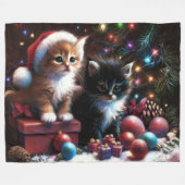 Couverture Polaire Pastel Dessin Kittens Noël (Devant (Horizontal))