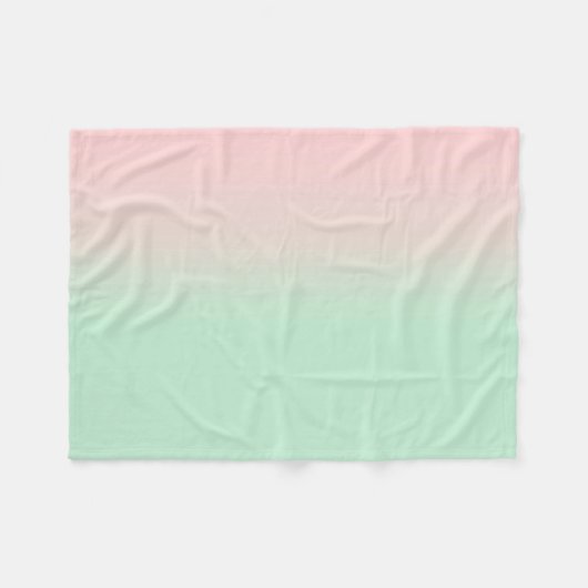 Couverture Polaire Pastel esthétique Muet Gradient Rose Mint Vert (Devant (Horizontal))