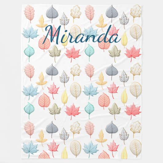 Couverture Polaire Pastel Feuilles (Devant)