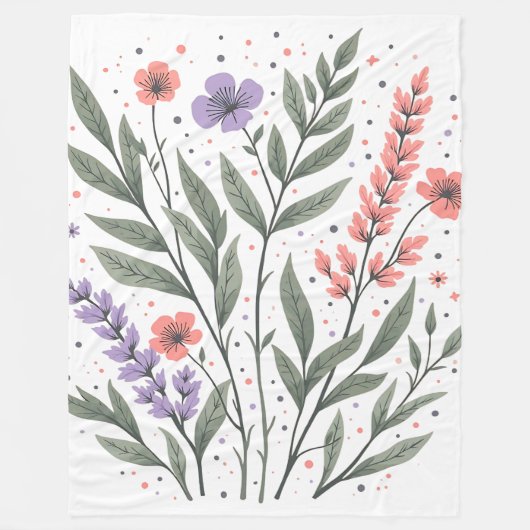 Couverture Polaire Pastel Floral Feuille (Devant)