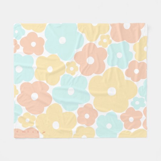 Couverture Polaire Pastel floral Fleece Blanche (Devant (Horizontal))