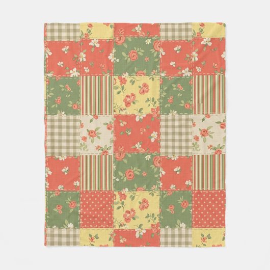 Couverture Polaire Pastel Floral Patchwork Picnic Pattern (2) (Devant)