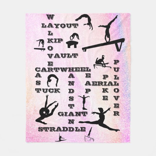 Couverture Polaire Pastel Gymnastique Compétences Mots-croisés Blanch (Devant)