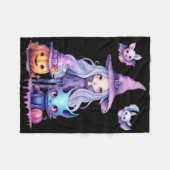 Couverture Polaire Pastel Halloween Witch Chat Citrouille Pastelcore (Devant (Horizontal))