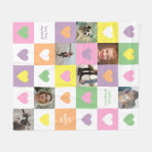 Couverture Polaire Pastel Heart Checkerboard Couple's Photo Gift (Devant (Horizontal))