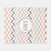 Couverture Polaire Pastel Herringbone Monogramme personnalisé (Devant (Horizontal))