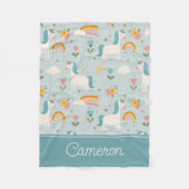 Couverture Polaire Pastel mignon Rainbow Unicorn Motif (Devant)