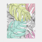 Couverture Polaire Pastel monstera feuille de palmier aquarelle tropi (Devant)