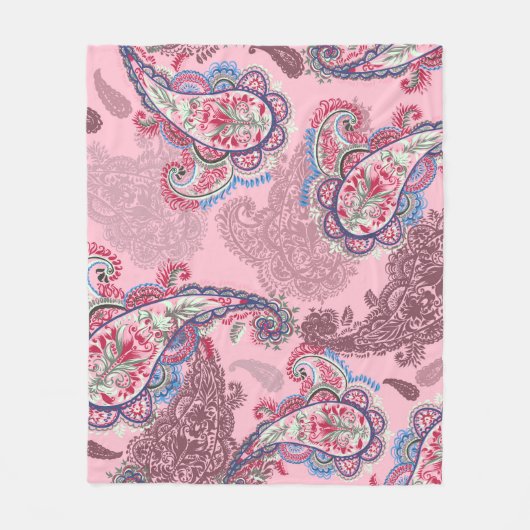 Couverture Polaire Pastel paisley, patchwork ethnique traditionnel (Devant)