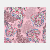 Couverture Polaire Pastel paisley, patchwork ethnique traditionnel (Devant (Horizontal))