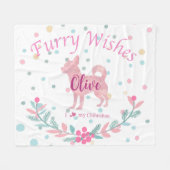 Couverture Polaire Pastel Pink Christmas - Chihuahua Custom Name (Devant (Horizontal))