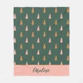 Couverture Polaire Pastel Pink & Forest Green Trees Vacances (Devant)