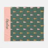 Couverture Polaire Pastel Pink & Forest Green Trees Vacances (Devant (Horizontal))
