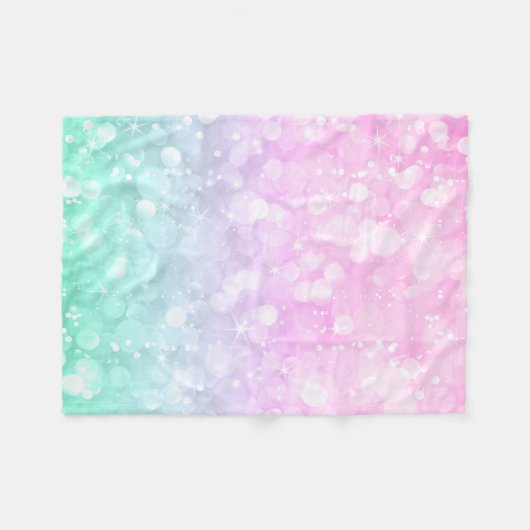 Couverture Polaire Pastel Pink & green Glam Bokeh Parties scintillant (Devant (Horizontal))