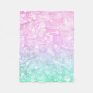 Couverture Polaire Pastel Pink & green Glam Bokeh Parties scintillant