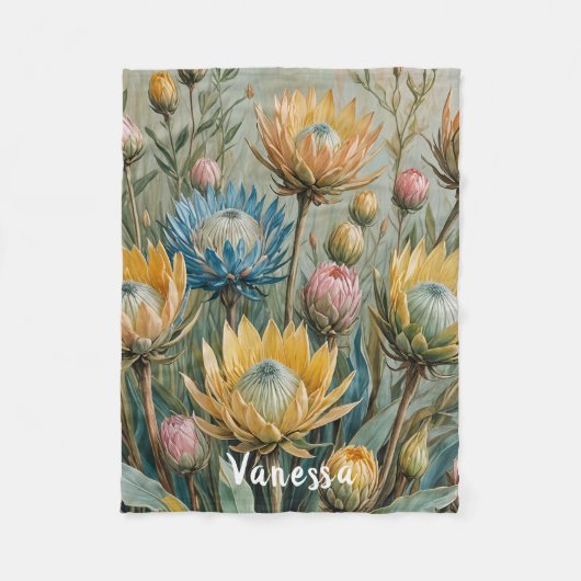 Couverture Polaire Pastel Protea Dream : Elégant Floral (Devant)