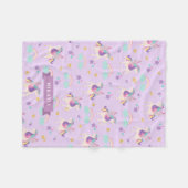 Couverture Polaire Pastel Purple| Cute Motif de l'Unicorne arc-en-cie (Devant (Horizontal))