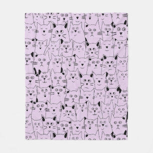 Couverture Polaire Pastel Purple Cute Suspicious Kitties Chats Motif