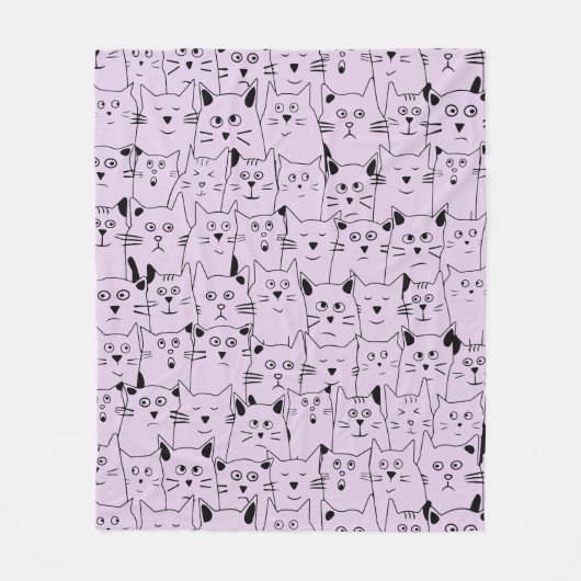 Couverture Polaire Pastel Purple Cute Suspicious Kitties Chats Motif (Devant)