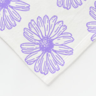 Couverture Polaire Pastel Purple Daisy Flower Print, Hippie Floral